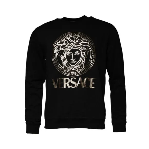 Versace Black Medusa Fleece Men Crew Neck Sweatshirt Sweater - Picture 2 of 6